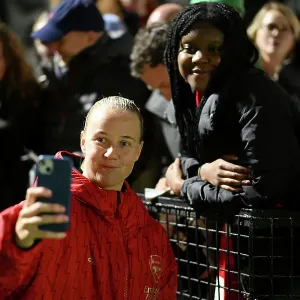 Arsenal Women's Victory: Beth Mead Celebrates with Fans after Conti Cup Win vs. Bristol City Arsenal Women's Victory: Beth Mead Celebrates with Fans after Conti Cup Win vs. Bristol City