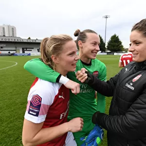 Arsenal Women's Victory: Bloodworth, Peyraud-Magnin, and Kemme Celebrate Against Birmingham City Ladies