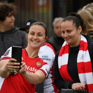 Arsenal Women's Victory: Lotte Wubben-Moy's Selfie with Fans at Meadow Park Arsenal Women's Victory: Lotte Wubben-Moy's Selfie with Fans at Meadow Park