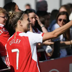 Arsenal Women's Victory: Steph Catley Celebrates with Fans after Arsenal v Aston Villa (2022-23) Arsenal Women's Victory: Steph Catley Celebrates with Fans after Arsenal v Aston Villa (2022-23)