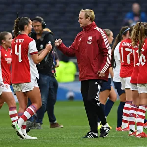 Arsenal Women's Victory at Tottenham Hotspur: Coach Jonas Eidevall Celebrates with Anna Patten