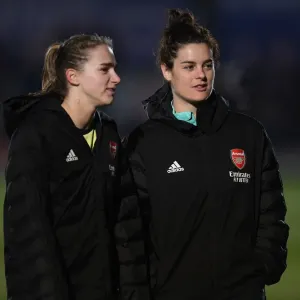 Arsenal Women's Vivianne Miedema and Jennifer Beattie Celebrate after Chelsea Clash in FA WSL Arsenal Women's Vivianne Miedema and Jennifer Beattie Celebrate after Chelsea Clash in FA WSL
