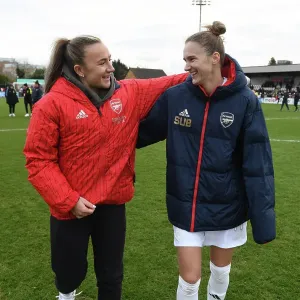 Arsenal Women's Vivianne Miedema and Teyah Goldie Celebrate Post-Match Embrace after FA Cup Victory over Watford Women Arsenal Women's Vivianne Miedema and Teyah Goldie Celebrate Post-Match Embrace after FA Cup Victory over Watford Women