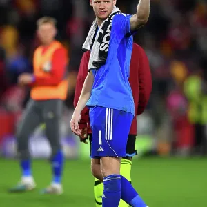 Arsenal's Aaron Ramsdale Acknowledges Fans after Brentford Carabao Cup Victory, 2023-24