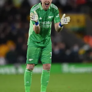 Arsenal's Aaron Ramsdale in Action Against Wolverhampton Wanderers in Premier League Clash