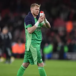 Arsenal's Aaron Ramsdale Celebrates Carabao Cup Semi-Final Victory over Liverpool