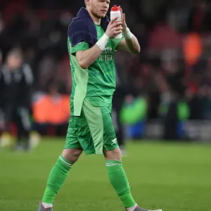 Arsenal's Aaron Ramsdale Celebrates Carabao Cup Semi-Final Victory over Liverpool Arsenal's Aaron Ramsdale Celebrates Carabao Cup Semi-Final Victory over Liverpool