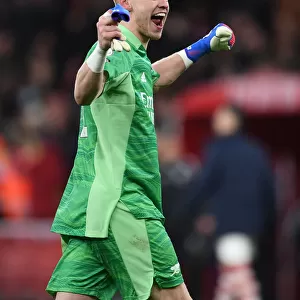 Arsenal's Aaron Ramsdale Celebrates Hard-Fought Victory Over Wolverhampton Wanderers in 2021-22 Premier League