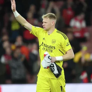 Arsenal's Aaron Ramsdale Celebrates Premier League Victory over Chelsea with Adoring Fans (2022-23) Arsenal's Aaron Ramsdale Celebrates Premier League Victory over Chelsea with Adoring Fans (2022-23)