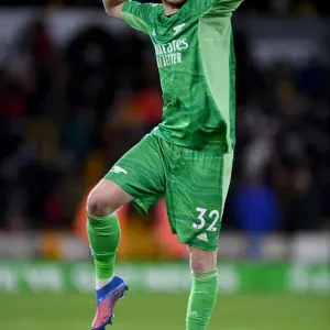 Arsenal's Aaron Ramsdale: Celebrating Glory over Wolverhampton Wanderers in the Premier League