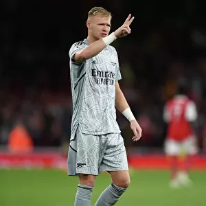 Arsenal's Aaron Ramsdale Reacts After Arsenal FC vs Aston Villa, Premier League 2022-23