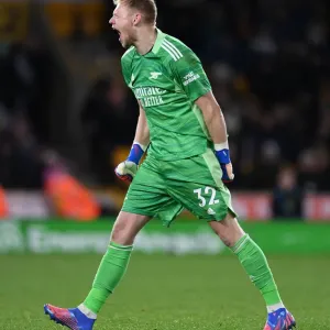 Arsenal's Aaron Ramsdale: Thrilling Win Celebration vs. Wolverhampton Wanderers in Premier League