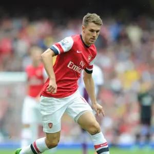 Arsenal's Aaron Ramsey in Action Against Aston Villa (2013-14 Premier League)
