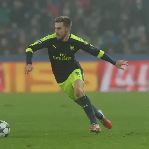 Arsenal's Aaron Ramsey in Action against FC Basel in 2016-17 UEFA Champions League Arsenal's Aaron Ramsey in Action against FC Basel in 2016-17 UEFA Champions League