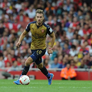 Arsenal's Aaron Ramsey in Action Against Olympique Lyonnais at Emirates Cup 2015