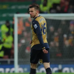 Arsenal's Aaron Ramsey in Action: Stoke City vs Arsenal (Premier League 2015-16)