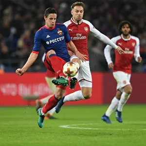 Arsenal's Aaron Ramsey Faces Off Against CSKA Moscow's Kristijan Bistrovic in Europa League Quarterfinal
