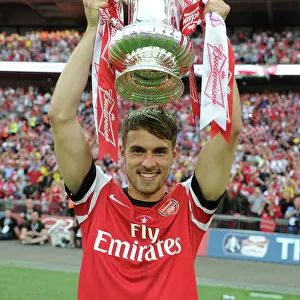 Arsenal's Aaron Ramsey Lifts FA Cup after Arsenal's Victory over Hull City