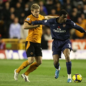 Arsenal's Abou Diaby Scores Twice Against Wolves Kevin Doyle in 1:4 Victory, Barclays Premier League, Molineux Stadium, 2009