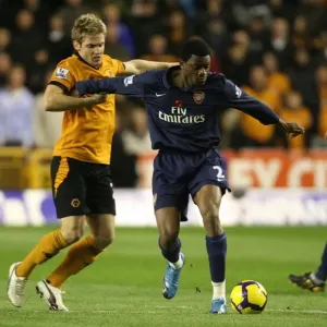 Arsenal's Abou Diaby Scores Twice Against Wolves Kevin Doyle in 1:4 Victory, Barclays Premier League, Molineux Stadium, 2009