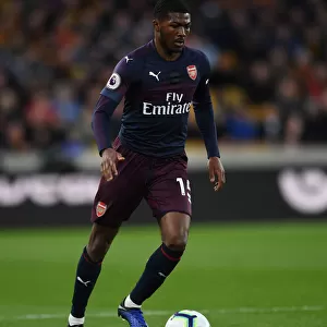 Arsenal's Ainsley Maitland-Niles in Action against Wolverhampton Wanderers, Premier League 2018-19
