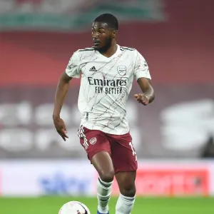 Arsenal's Ainsley Maitland-Niles at Empty Anfield, 2020-21 Premier League Arsenal's Ainsley Maitland-Niles at Empty Anfield, 2020-21 Premier League