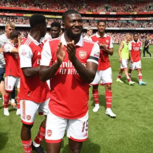 Arsenal's Ainsley Maitland-Niles Applauds Fans After Arsenal vs Sevilla Emirates Cup Match, 2022