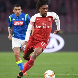 Arsenal's Alex Iwobi in UEFA Europa League Quarterfinal Match against Napoli, Naples, Italy (2019)