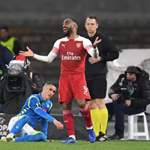 Arsenal's Alex Lacazette in Action against Napoli in the Europa League Quarterfinal
