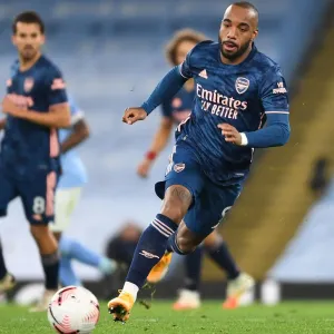 Arsenal's Alex Lacazette at Manchester City's Etihad Stadium during the 2020-21 Premier League Match