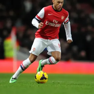 Arsenal's Alex Oxlade-Chamberlain in Action against Fulham, Premier League 2013-14 Arsenal's Alex Oxlade-Chamberlain in Action against Fulham, Premier League 2013-14