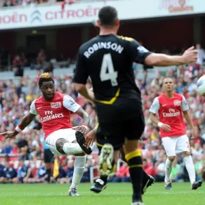 Arsenal's Alex Song Celebrates Third Goal: Arsenal 3-0 Bolton Wanderers, Premier League, Emirates Stadium (2011) Arsenal's Alex Song Celebrates Third Goal: Arsenal 3-0 Bolton Wanderers, Premier League, Emirates Stadium (2011)