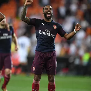 Arsenal's Alexandre Lacazette Euphorically Celebrates Europa League Final Qualification in Valencia