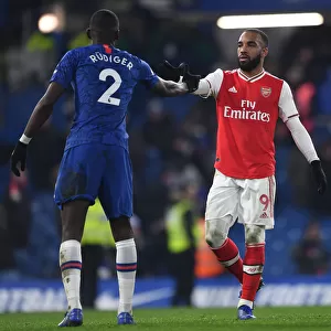 Arsenal's Alexandre Lacazette Shakes Hands with Chelsea's Alexandre Lacazette after Intense Rivalry Match, Premier League 2019-20