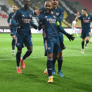 Arsenal's Alexis Lacazette Scores in Europa League Quarterfinal Against Slavia Praha Amidst Empty Stands Arsenal's Alexis Lacazette Scores in Europa League Quarterfinal Against Slavia Praha Amidst Empty Stands