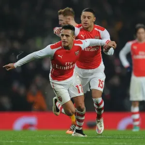 Arsenal's Alexis Sanchez and Alex Oxlade-Chamberlain Celebrate Goals Against Hull City in FA Cup Third Round