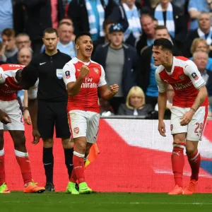 Arsenal's Alexis Sanchez and Granit Xhaka Celebrate Goals in FA Cup Semi-Final vs Manchester City