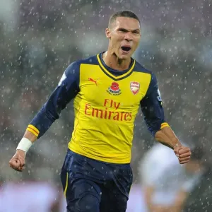 Arsenal's Alexis Sanchez Scores Past Swansea: Kieran Gibbs Celebrates Arsenal's Alexis Sanchez Scores Past Swansea: Kieran Gibbs Celebrates