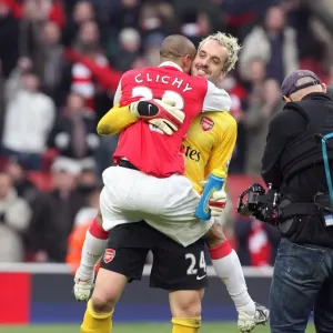 Arsenal's Almunia and Clichy: Victory Celebration against Tottenham, 2007 Arsenal's Almunia and Clichy: Victory Celebration against Tottenham, 2007