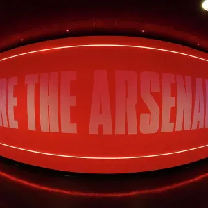 Arsenal's We Are The Arsenal Tunnel Slogan: Arsenal FC vs Chelsea FC, Premier League 2022-23, Emirates Stadium Arsenal's We Are The Arsenal Tunnel Slogan: Arsenal FC vs Chelsea FC, Premier League 2022-23, Emirates Stadium