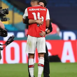 Arsenal's Arteta and Aubameyang Celebrate FA Cup Semi-Final Victory over Manchester City