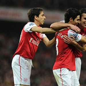 Arsenal's Arteta, Benayoun, and van Persie: Celebrating Goals Against West Bromwich Albion (2011-12)