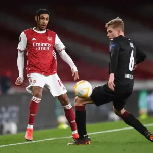 Arsenal's Aubameyang Battles Slavia Prague in Empty Europa League Quarterfinal