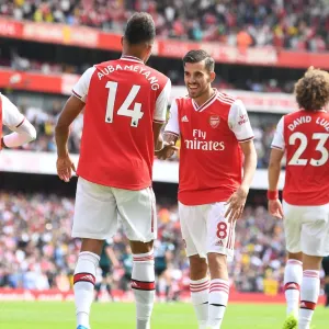 Aubameyang and Ceballos Celebrate Goals Print