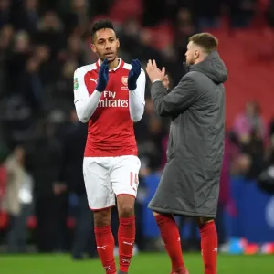 Arsenal's Aubameyang Celebrates Carabao Cup Final Victory over Manchester City Arsenal's Aubameyang Celebrates Carabao Cup Final Victory over Manchester City