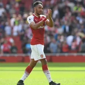 Arsenal's Aubameyang Celebrates with Fans after Victory over West Ham Arsenal's Aubameyang Celebrates with Fans after Victory over West Ham