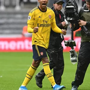 Arsenal's Aubameyang Celebrates Goal Against Newcastle United in 2019-20 Premier League