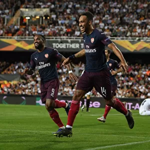 Arsenal's Aubameyang and Lacazette Celebrate Goals in Europa League Semi-Final vs Valencia