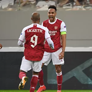 Arsenal's Aubameyang and Lacazette Celebrate Goals in Europa League Victory over SL Benfica