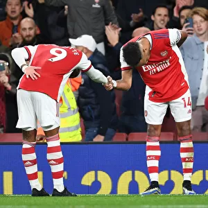 Arsenal's Aubameyang and Lacazette: A Goal Scoring Duo in Action against Aston Villa (2021-22)